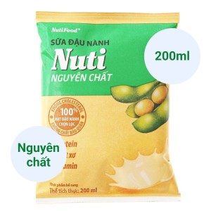 Sữa đậu nành nguyên chất Nuti bịch 200ml