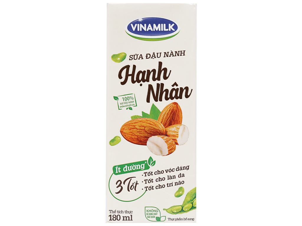 Sữa đậu nành hạnh nhân Vinamilk 180ml - AVAKids.com