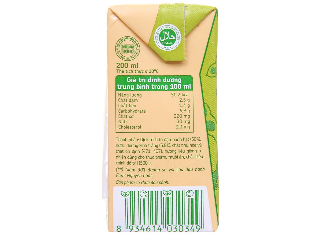 Lốc 6 hộp sữa đậu nành nguyên chất ít đường Fami 200ml 7