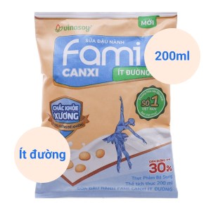 Sữa đậu nành ít đường Fami Canxi bịch 200ml