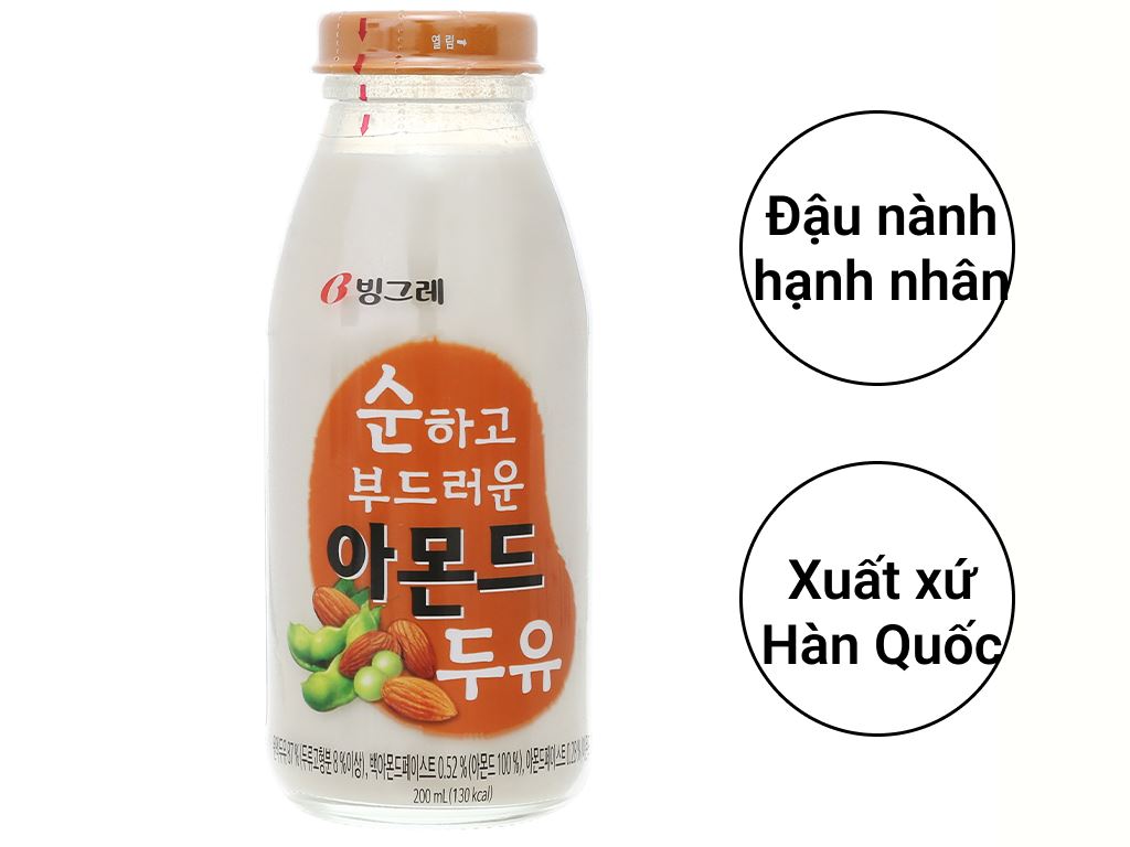 Sữa đậu nành và hạnh nhân Binggrae chai 200ml 2
