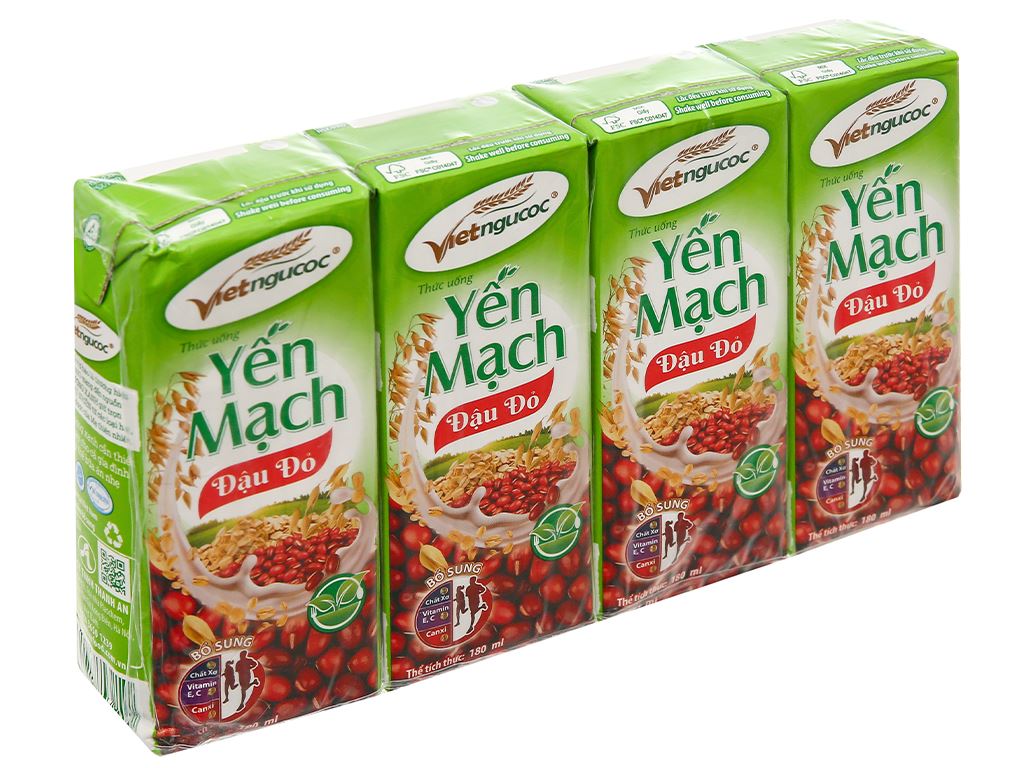 Thùng 40 hộp yến mạch đậu đỏ Việt Ngũ Cốc 180ml 3
