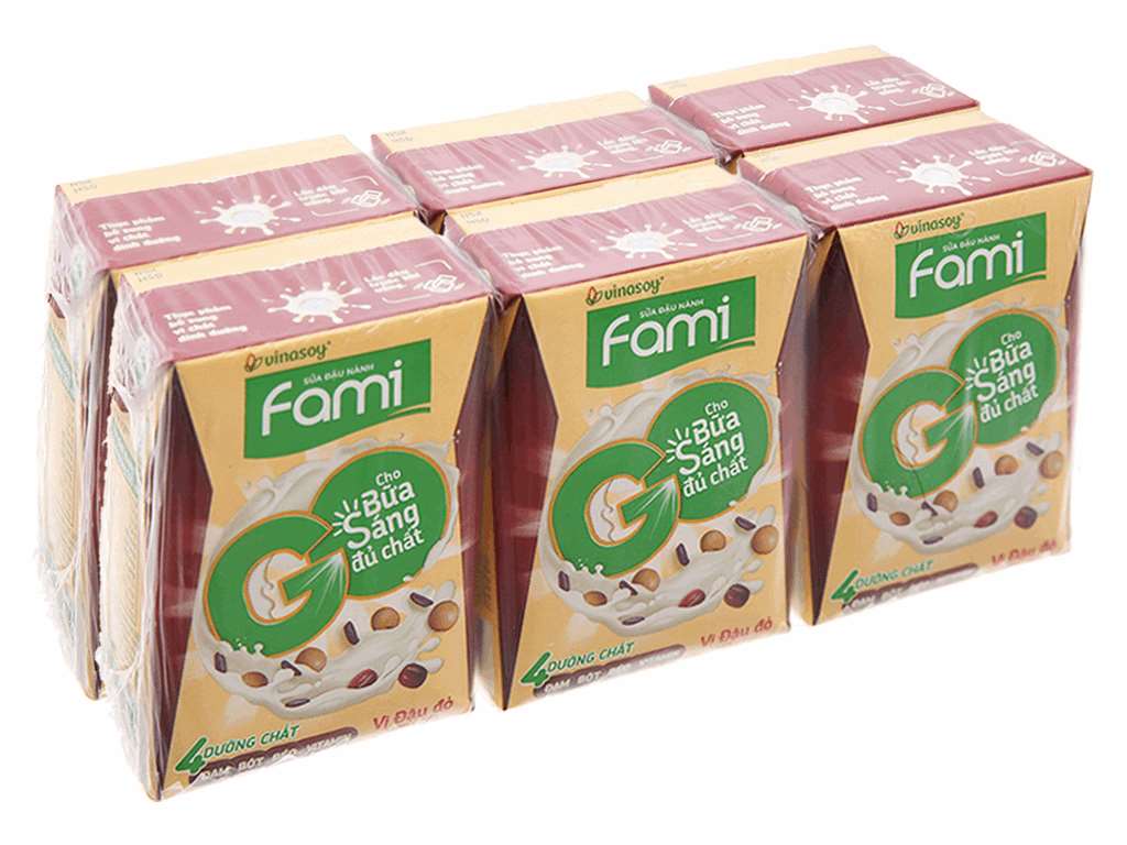 Lốc 6 hộp sữa đậu nành đậu đỏ nếp cẩm Fami Go 200ml