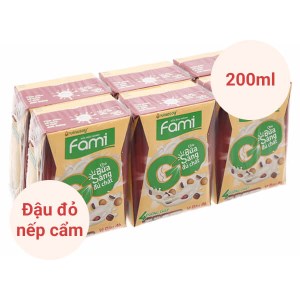 Lốc 6 hộp sữa đậu nành đậu đỏ nếp cẩm Fami Go 200ml