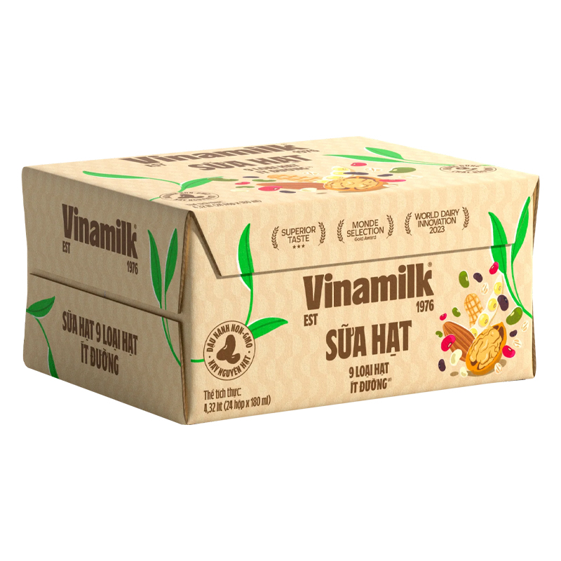 Lốc 4 hộp sữa hạt Vinamilk 9 loại hạt ít đường 180 ml (từ 4 tuổi) 9