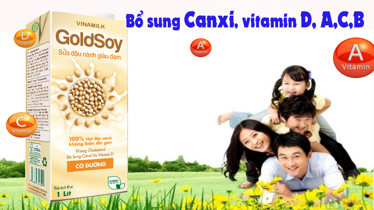 Sữa đậu nành giàu đạm GoldSoy có đường hộp 1 lít