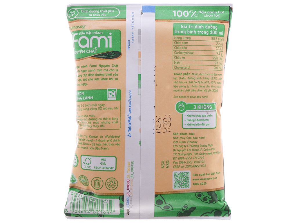Thùng 40 bịch sữa đậu nành nguyên chất Fami 200ml 11