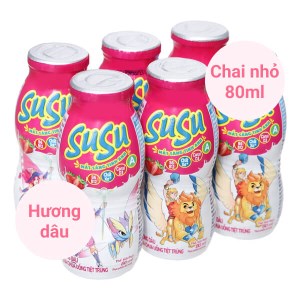 Lốc 6 chai sữa chua uống dâu SuSu 80ml