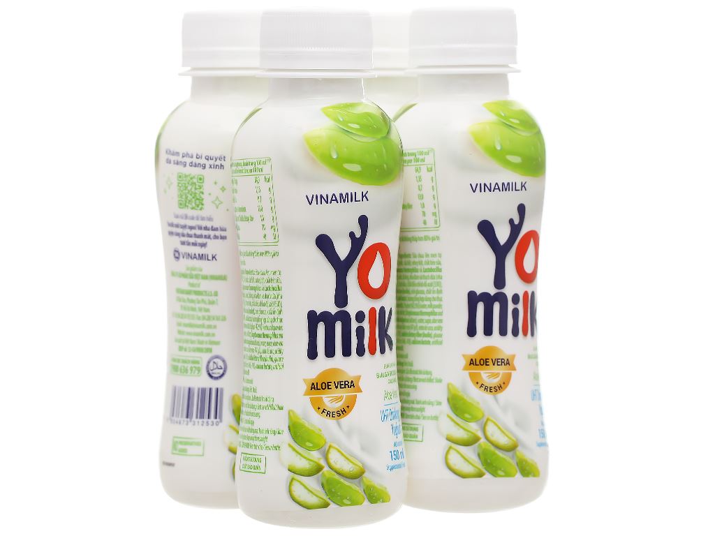 Lốc 4 chai sữa chua uống nha đam Vinamilk Yomilk 150ml 3