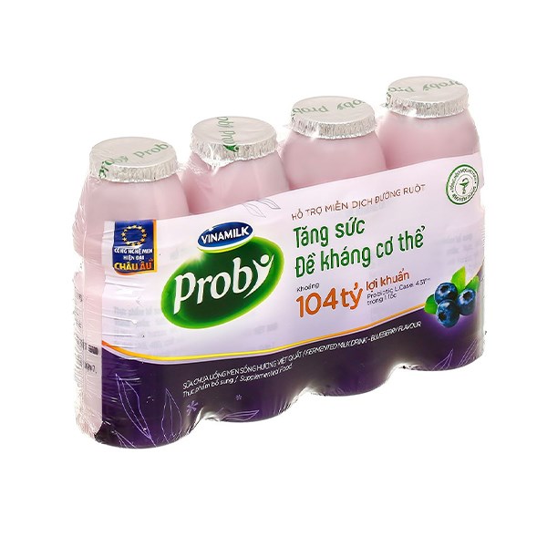 Lốc 4 chai sữa chua uống men sống Vinamilk Probi vị việt quất 130 ml - AVAKids.com