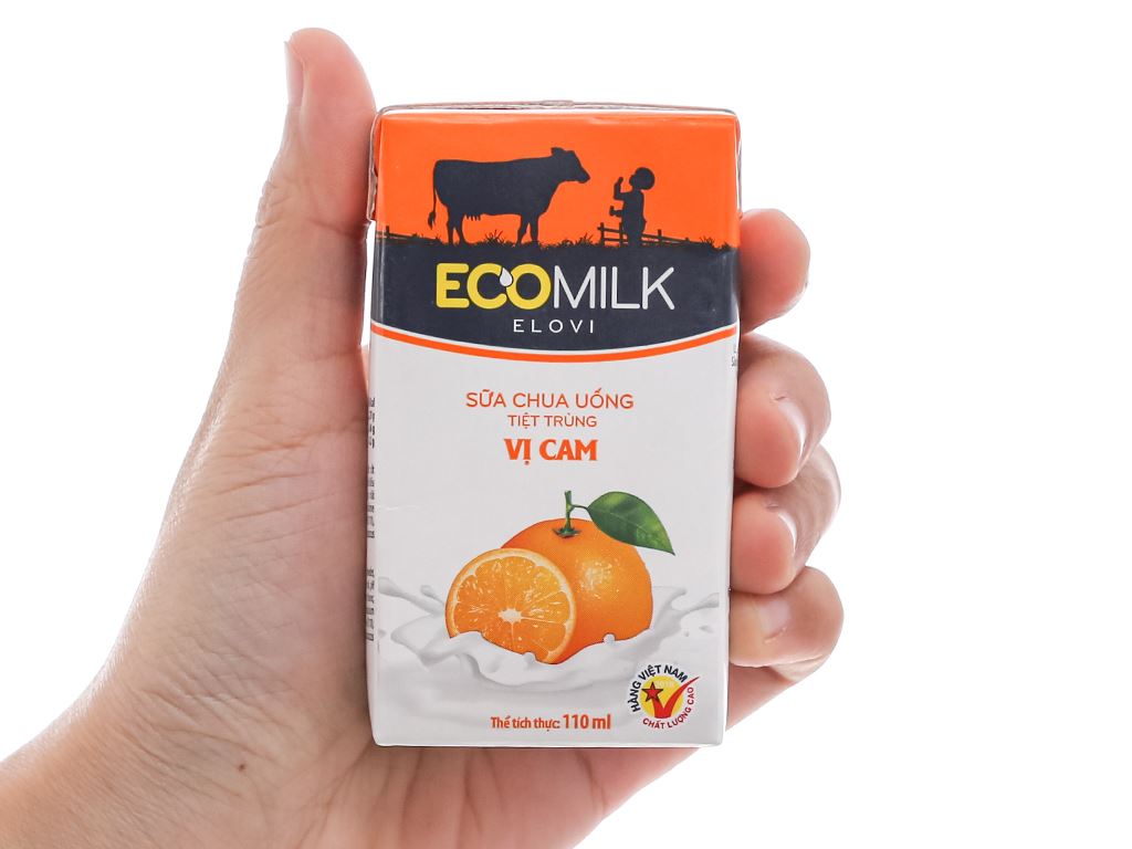 Lốc 4 hộp sữa chua uống vị cam Ecomilk 110ml 7