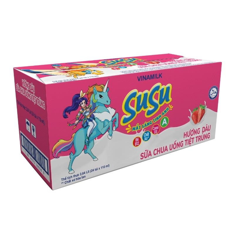 Sữa chua uống tiệt trùng Vinamilk SuSu vị dâu 110 ml (từ 1 tuổi) 9