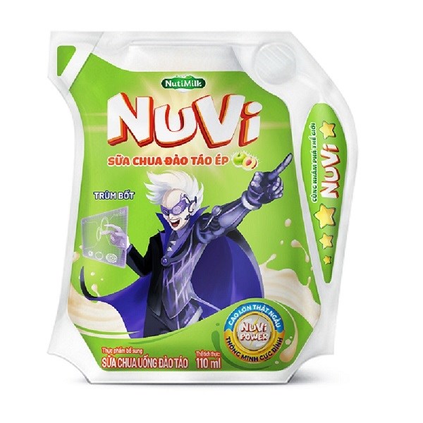 Sữa chua uống tiệt trùng Nutifood NuVi Power vị đào táo 110 ml (từ 1 tuổi) - AVAKids.com