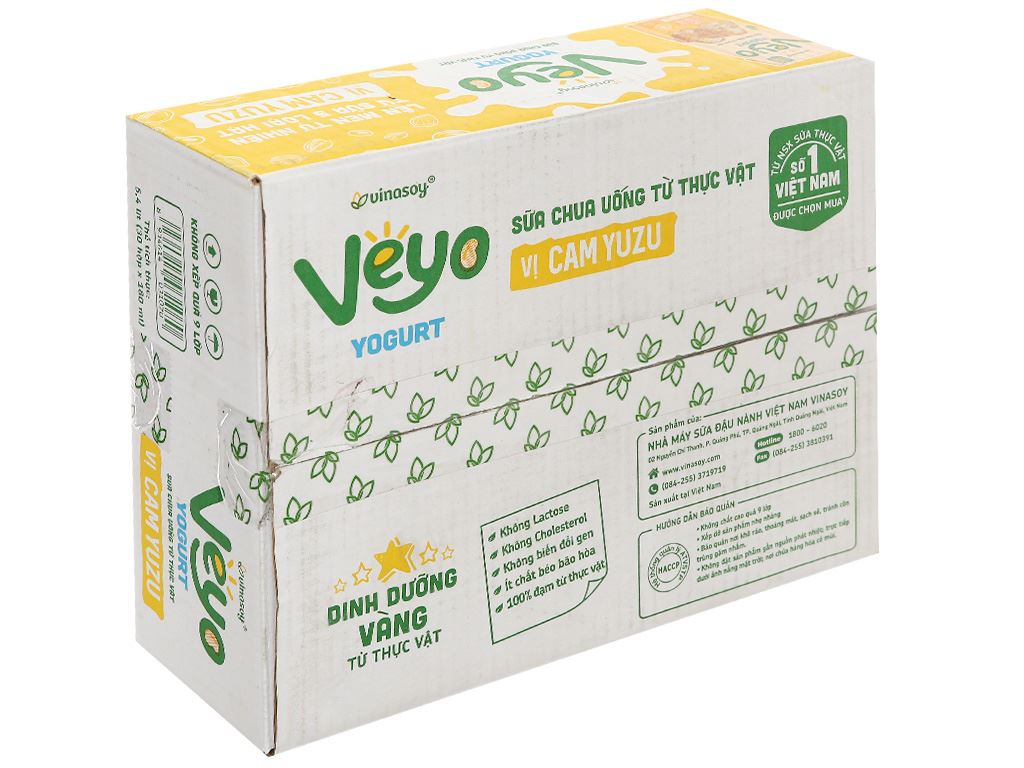 Thùng 30 hộp sữa chua uống từ thực vật vị cam yuzu Veyo 180ml 1