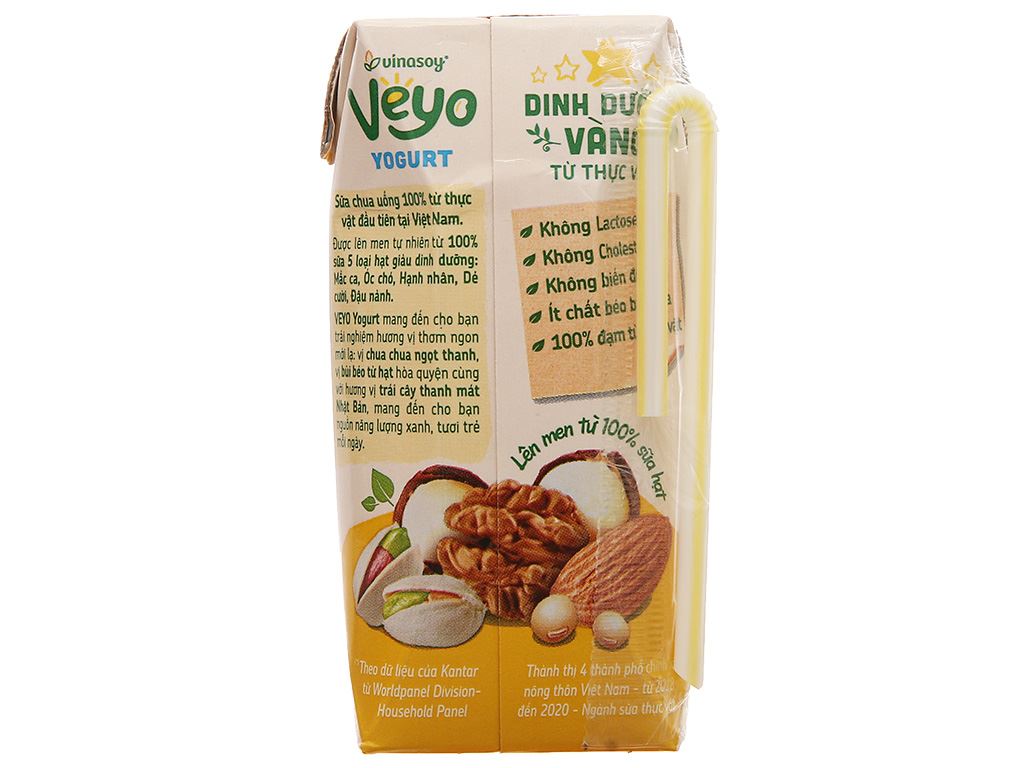 Thùng 30 hộp sữa chua uống từ thực vật vị cam yuzu Veyo 180ml 7