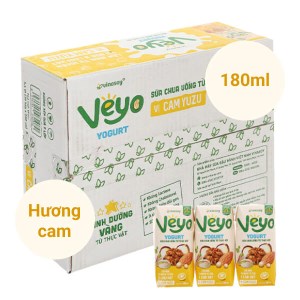 Thùng 30 hộp sữa chua uống từ thực vật vị cam yuzu Veyo 180ml