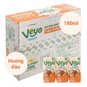 Thùng 30 hộp sữa chua uống từ thực vật vị đào tiên nhật Veyo 180ml