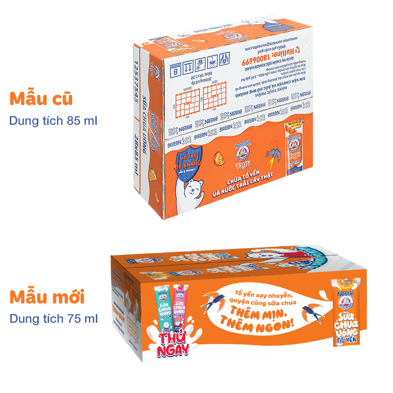 Thùng 28 gói sữa chua uống tổ yến Nestlé Yogu vị cam 75 ml (từ 1 tuổi) 2