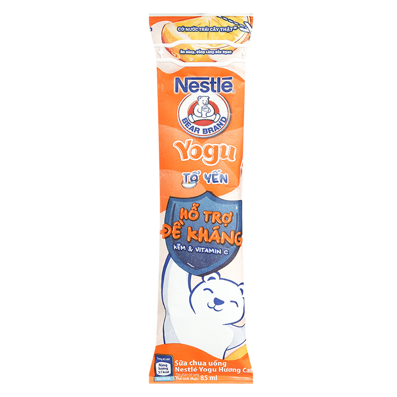 Thùng 28 gói sữa chua uống tổ yến Nestlé Yogu vị cam 85 ml (từ 1 tuổi)