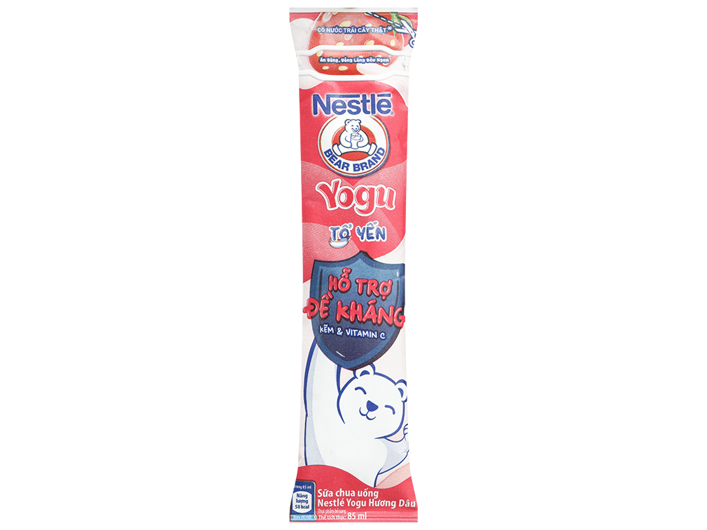 Thùng 28 gói sữa chua uống tổ yến hương dâu Nestlé Yogu 85ml 3