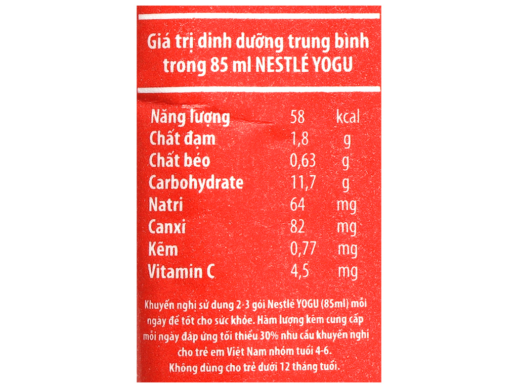 Thùng 28 gói sữa chua uống tổ yến hương dâu Nestlé Yogu 85ml 5