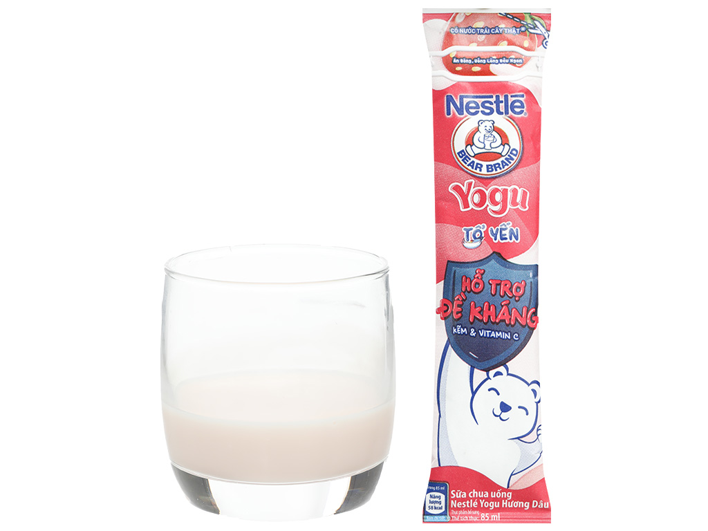 Thùng 28 gói sữa chua uống tổ yến hương dâu Nestlé Yogu 85ml 8