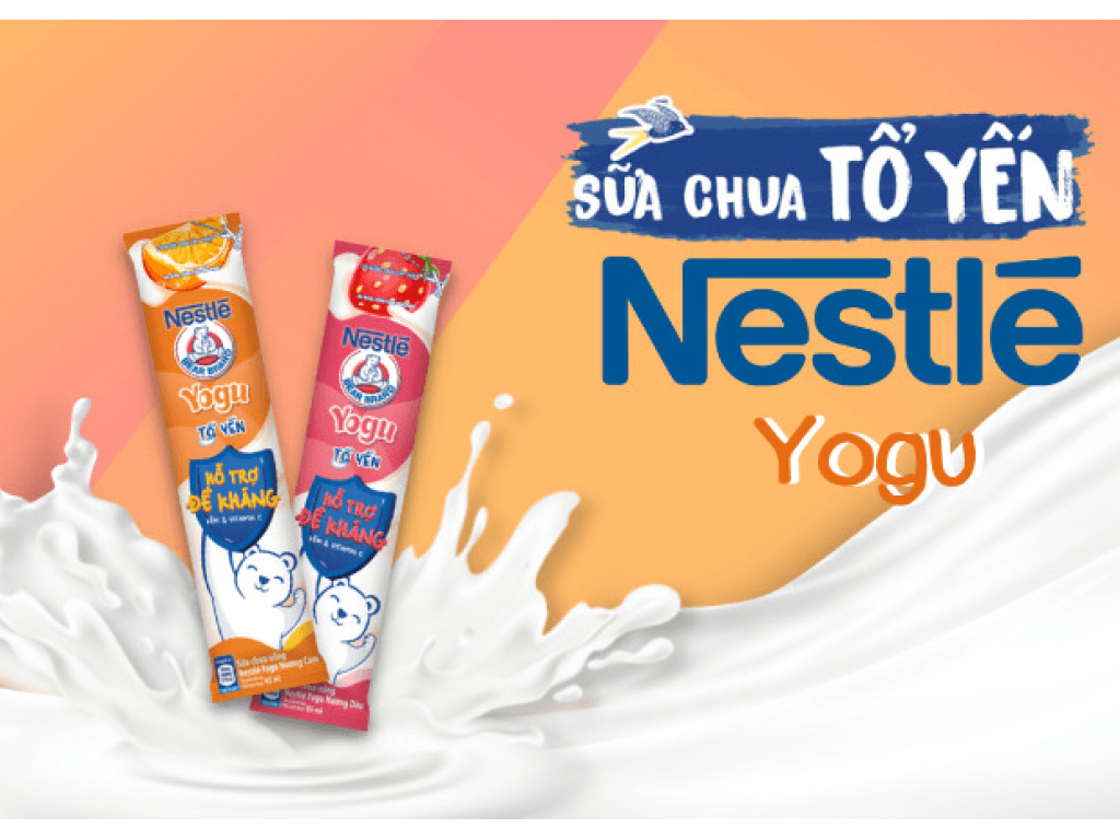 Thùng 28 gói sữa chua uống tổ yến hương dâu Nestlé Yogu 85ml 2