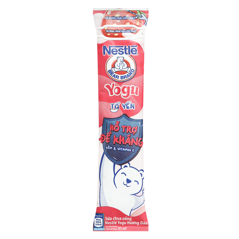 Thùng 28 gói sữa chua uống tổ yến Nestlé Yogu vị dâu 85 ml (từ 1 tuổi)