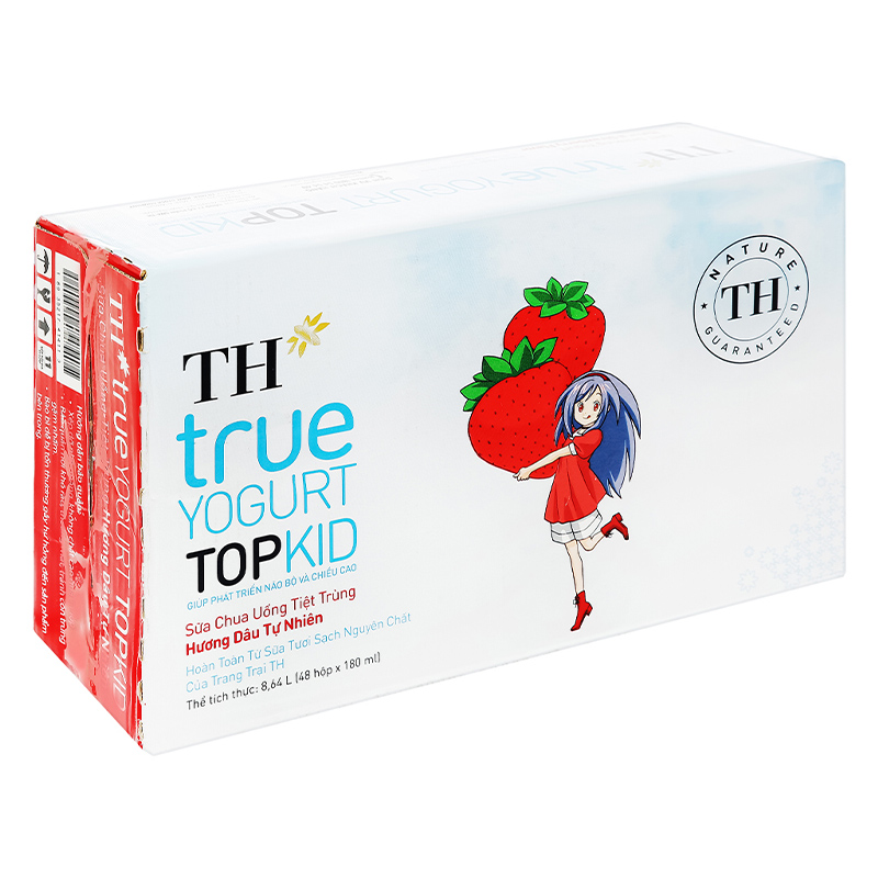 Thùng 48 hộp sữa chua uống tiệt trùng TH true YOGURT TOPKID vị dâu 180 ml (từ 2 tuổi) - Giao bao bì ngẫu nhiên 3