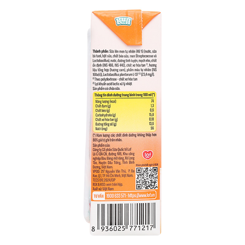 Thùng 48 hộp sữa chua uống LiF Kun vị cam 180 ml (từ 2 tuổi) - Giao bao bì ngẫu nhiên 27