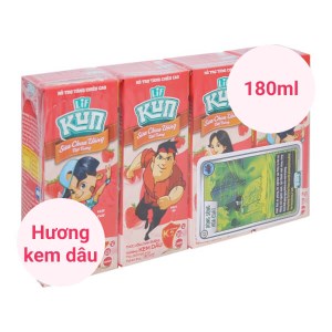 Lốc 4 hộp sữa chua uống kem dâu LiF Kun 180ml