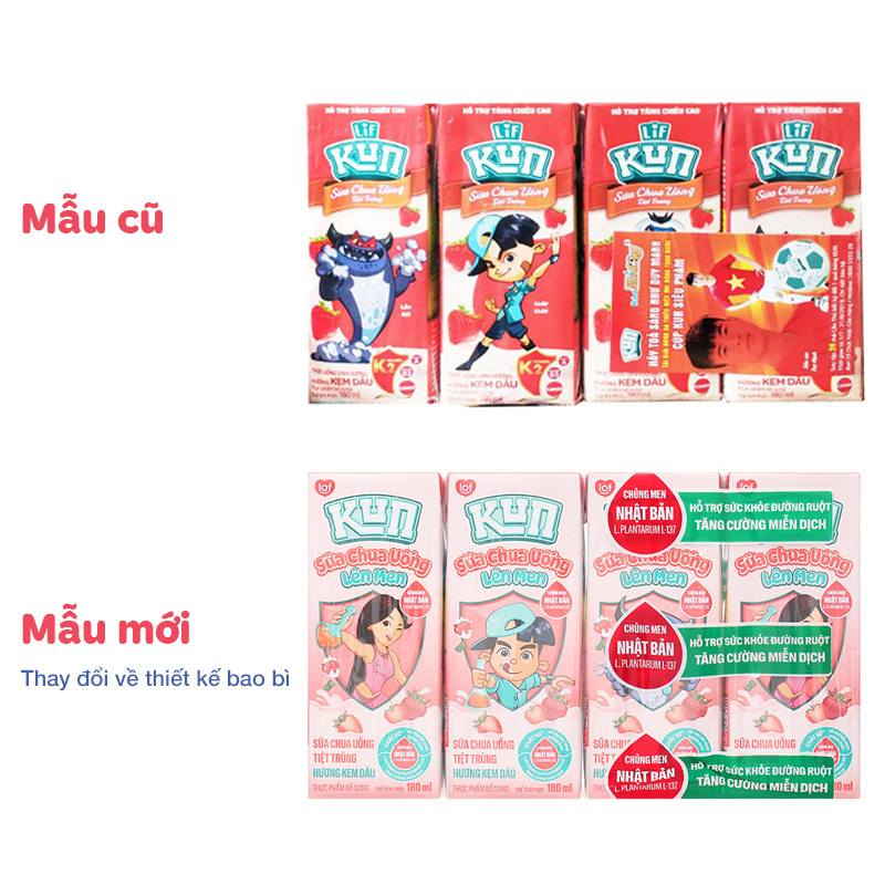 Lốc 4 hộp sữa chua uống tiệt trùng LiF Kun vị kem dâu 180 ml (từ 2 tuổi) 2