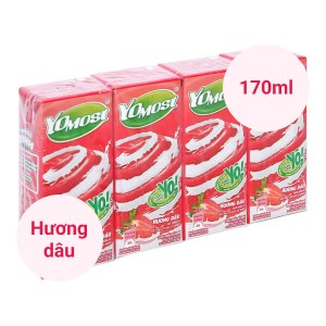 Lốc 4 hộp sữa chua uống hương dâu YoMost 170ml
