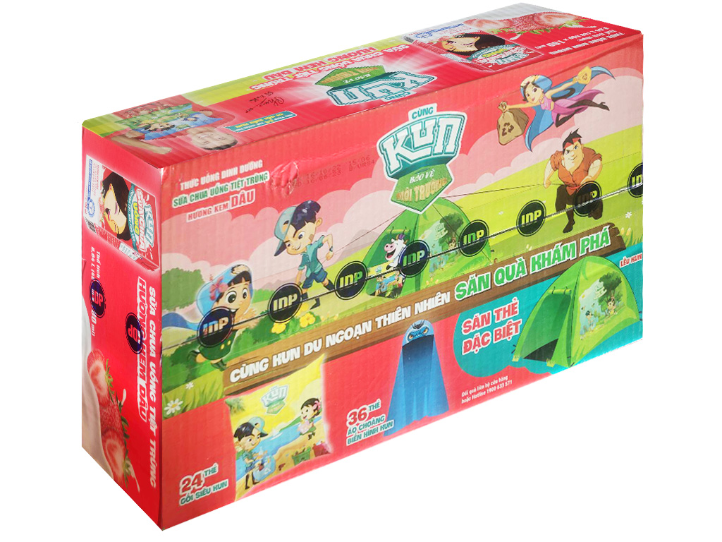Thùng 48 hộp sữa chua uống hương kem dâu LiF Kun 180ml 1