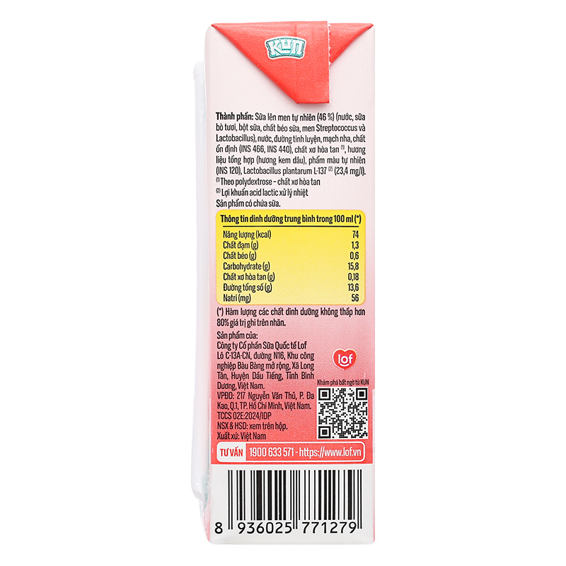 Lốc 4 hộp sữa chua uống tiệt trùng LiF Kun vị kem dâu 180 ml (từ 2 tuổi) 27