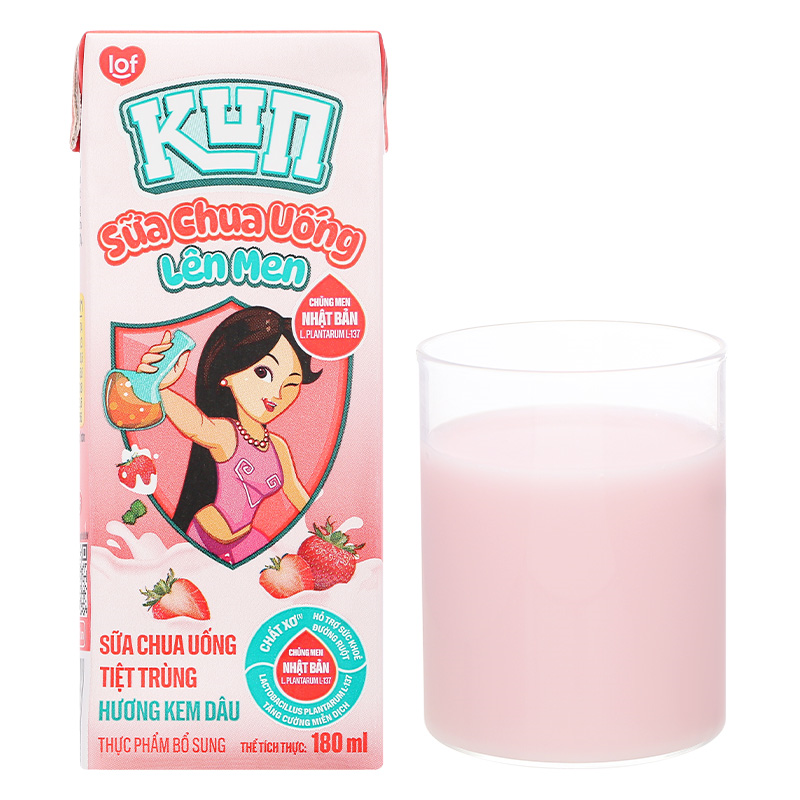 Lốc 4 hộp sữa chua uống tiệt trùng LiF Kun vị kem dâu 180 ml (từ 2 tuổi) 29