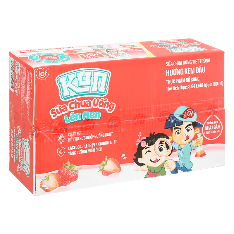 Lốc 4 hộp sữa chua uống tiệt trùng LiF Kun vị kem dâu 180 ml (từ 2 tuổi) 17