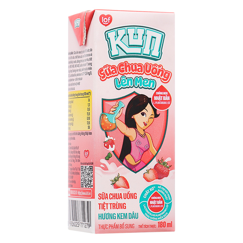 Lốc 4 hộp sữa chua uống tiệt trùng LiF Kun vị kem dâu 180 ml (từ 2 tuổi) 23