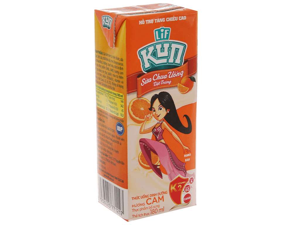 Thùng 48 hộp sữa chua uống LiF Kun vị cam 180 ml (từ 1 tuổi) 5