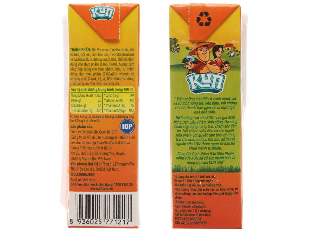 Thùng 48 hộp sữa chua uống LiF Kun vị cam 180 ml (từ 1 tuổi) 4
