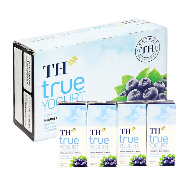 Thùng 48 Hộp Sữa Chua Uống Tiệt Trùng Th True Yogurt Hương Việt Quất 180 Ml (Từ 1 Tuổi)