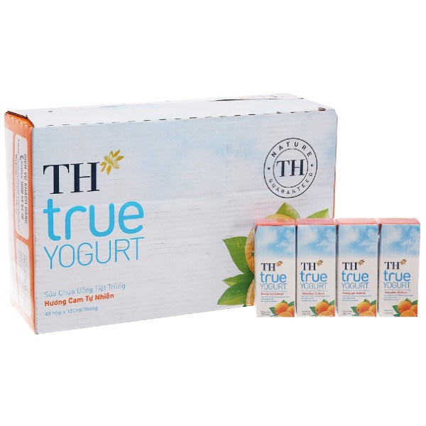 Thùng 48 Hộp Sữa Chua Uống Tiệt Trùng Th True Yogurt Vị Cam 180 Ml (Từ 1 Tuổi)