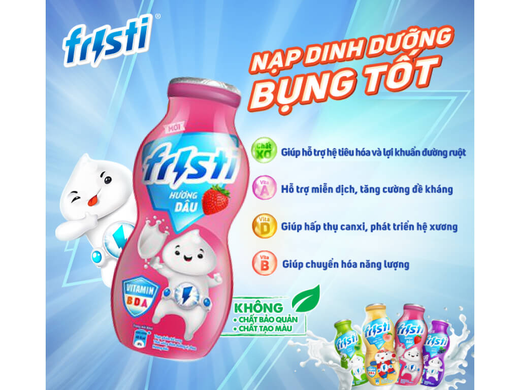 Thùng 48 chai sữa chua uống tiệt trùng Fristi vị dâu 80 ml 2