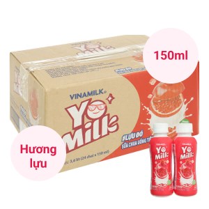 Thùng 24 chai sữa chua uống lựu đỏ Vinamilk Yomilk 150ml