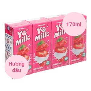 Lốc 4 hộp sữa chua uống hương dâu Vinamilk Yomilk 170ml