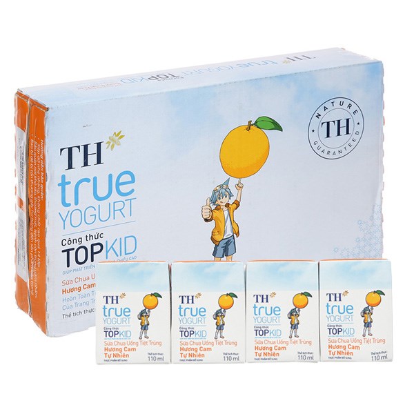 Thùng 48 Hộp Sữa Chua Uống Tiệt Trùng Th True Yogurt Top Kid Vị Cam 110 Ml (Từ 1 Tuổi)