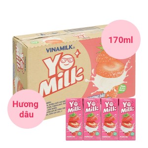Thùng 48 hộp sữa chua uống hương dâu Vinamilk Yomilk 170ml