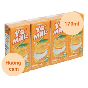 Lốc 4 hộp sữa chua uống hương cam Vinamilk Yomilk 170ml