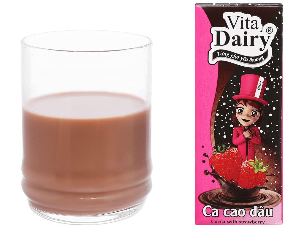 Thùng 48 hộp cacao uống liền hương dâu Vita Dairy 180ml 7