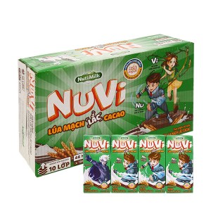 Thùng 48 hộp sữa lúa mạch lắc cacao Nuvi 180ml